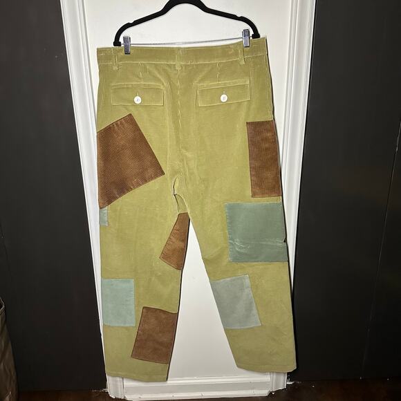 NEW The Elder Statesmen Men's Corduroy Patchwork Pleated Pants Size 36 - Picture 9 of 14